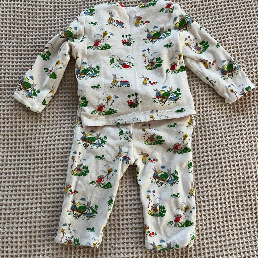 Baby Boden reversible Set 3-6Mo garden print plus red and white stripes